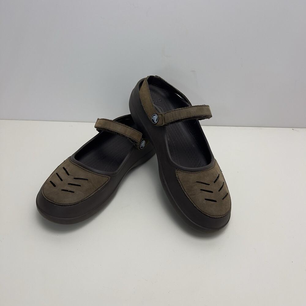 Crocs Troika Brown Suede Clogs Women’s Size 10 Shoes Sandals Straps Slip On